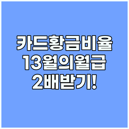 신용카드 체크카드 황금비율로 13월의 월급 2배 받는 법