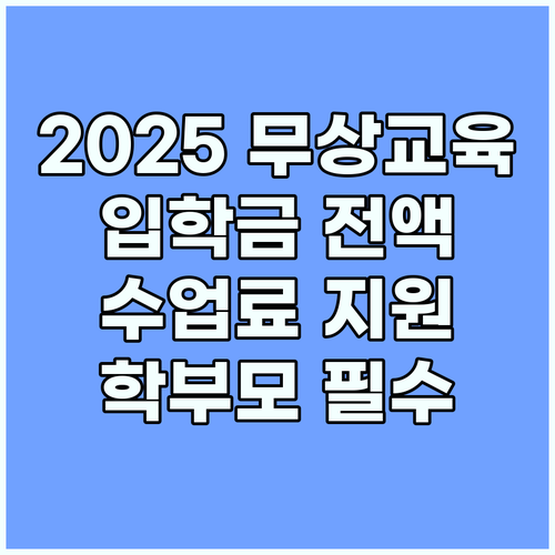 2025 무상교육 입학금 수업료 전액 지원 학부모 필수 가이드